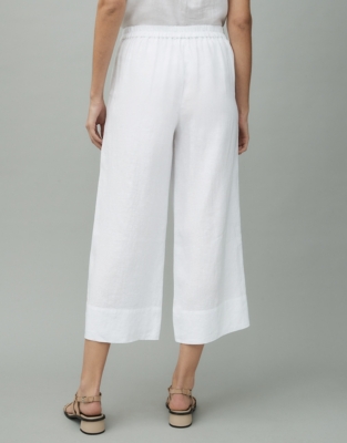 Wide Leg Cropped Linen Trousers