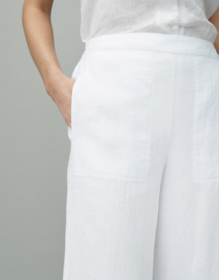 Wide Leg Cropped Linen Trousers