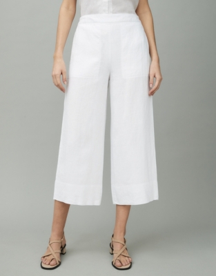 White company hot sale linen trousers