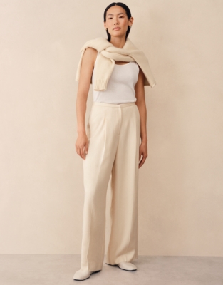 Wide Leg Pleated Trousers
