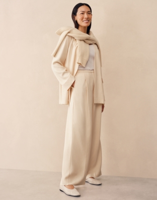 Wide Leg Pleated Trousers