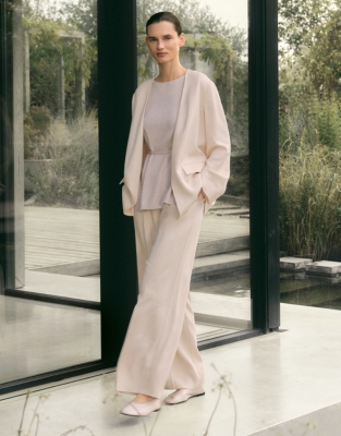Wide Leg Pleated Trousers
