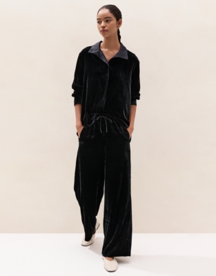 Wide-Leg Velvet Trousers