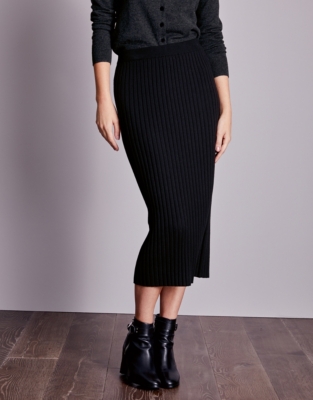 Wide Rib Knitted Midi Skirt | Clothing Sale | The White Company UK