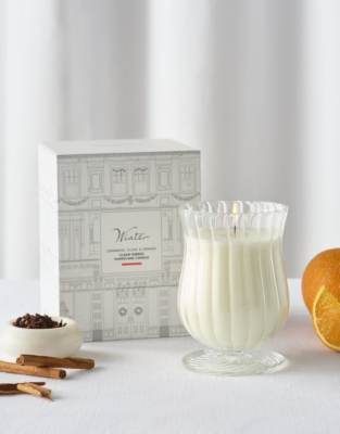 Winter 1-Wick Clear Ribbed Hurricane Candle