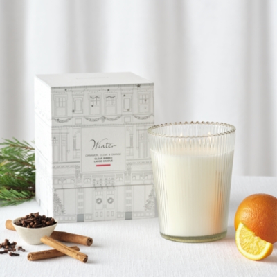 Winter Clear Ribbed Large Candle