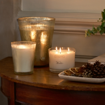 Winter Clear Ribbed Large Candle