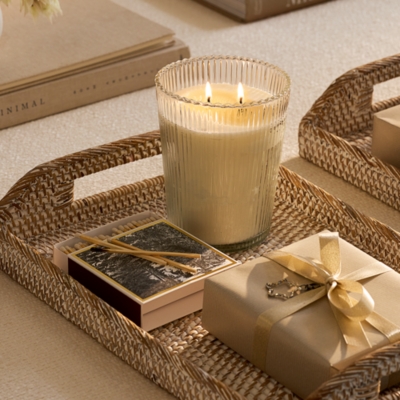 Winter Clear Ribbed Large Candle