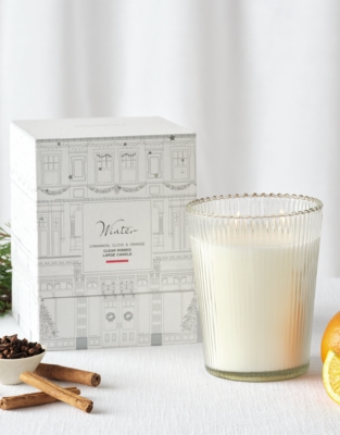 Winter Clear Ribbed Large Candle
