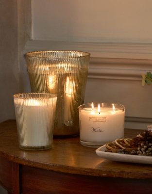 Winter Clear Ribbed Large Candle