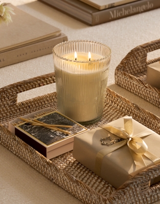 Winter Clear Ribbed Large Candle
