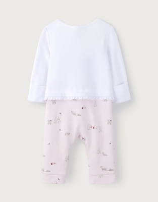 Winter Fawn MockTop Sleepsuit Baby Clothing The White Company UK