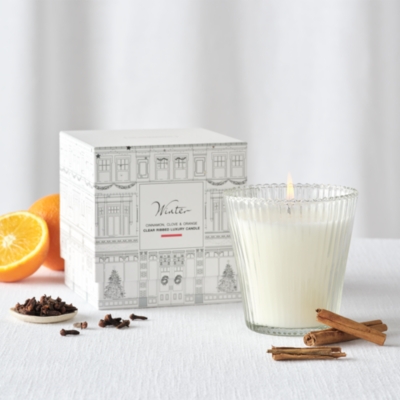 Winter Ribbed Clear Glass Candle