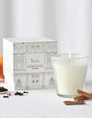 Winter Ribbed Clear Glass Candle
