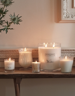 Winter Ribbed Clear Glass Candle