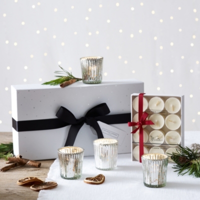 Winter Tealights & Mercury Holder Set