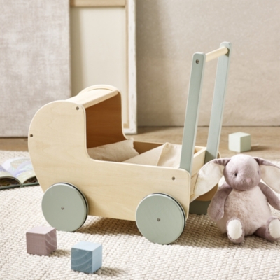 White company 2025 wooden pram