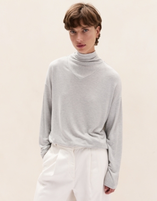 Wool Blend Cowl Scarf Top 