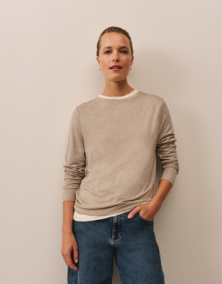 Wool Blend Double Layer Jersey Top - Hazelwood