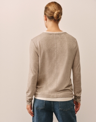 Wool Blend Double Layer Jersey Top - Hazelwood