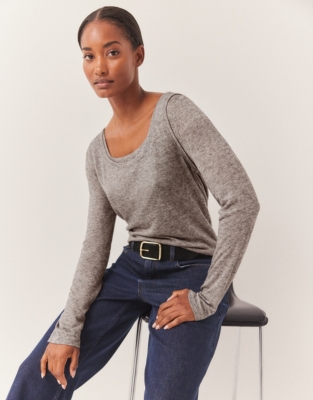 Wool Blend Double Layering Top