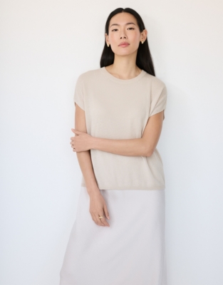 Wool Blend Knit & Washed Satin Dress