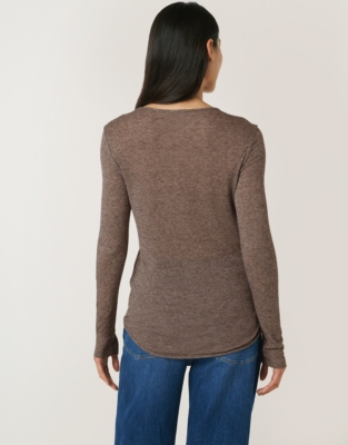 Wool Blend Layering Jersey Top - Clay