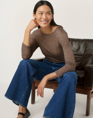 Wool Blend Layering Jersey Top - Clay