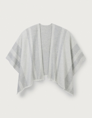 Wool Blend Vertical Stripe Poncho