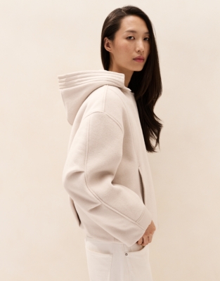 Wool Bomber Jacket with Hood
