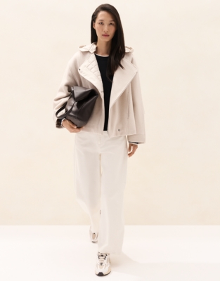 Wool Bomber Jacket with Hood