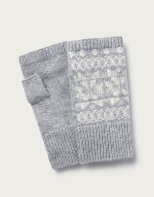WoolCashmere Fair Isle Wrist Warmers Accessories Sale The White