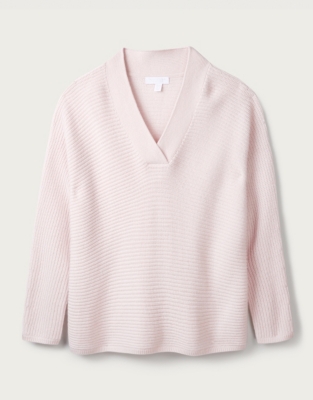 Wool-Cashmere V-Neck Rib Sweater