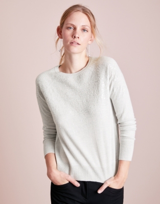 Wool-Cotton Scatter Sequin Jumper | Clothing Sale | The White Company UK