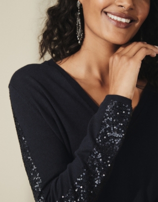 sequin sleeve sweater