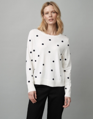 Wool-Cotton Spot Jumper | Clothing Sale | The White Company UK