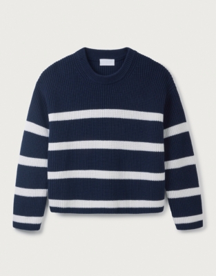 Wool Cotton Stripe Cropped Sweater