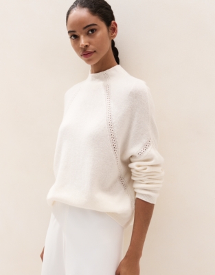 Wool Crochet Seam-Detail Jumper