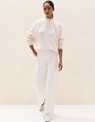 Wool Crochet Seam-Detail Jumper