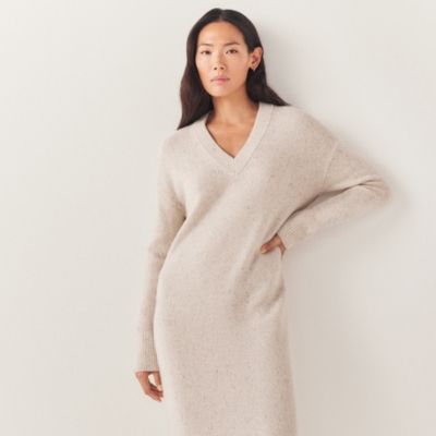 Wool Donegal Knitted V-Neck Dress