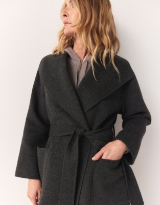 Wool Double Faced Belted Coat