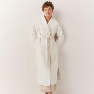 Wool Double Faced Belted Coat - Ivory