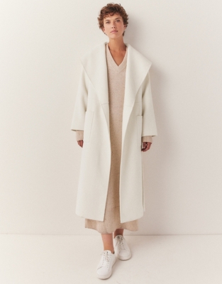 Wool Double Faced Belted Coat - Ivory