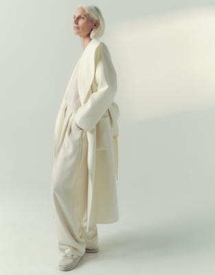 Wool Double Faced Belted Coat - Ivory