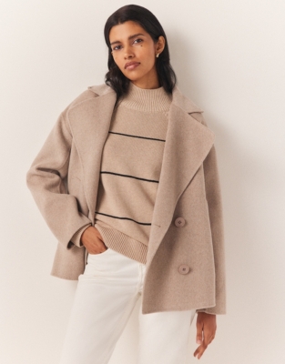 Double Face Wool Blend Cropped Jacket