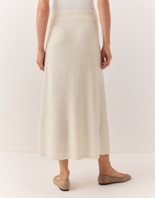 Wool Knitted Midi Skirt - Porcelain