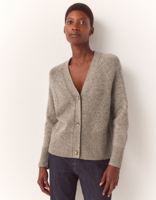 Wool Mouliné Boyfriend Cardigan Sweaters & Cardigans The White