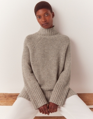 Wool Mouliné Funnel Neck Jumper