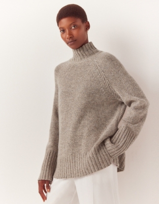 Wool Mouliné Funnel Neck Sweater, All Clothing Sale