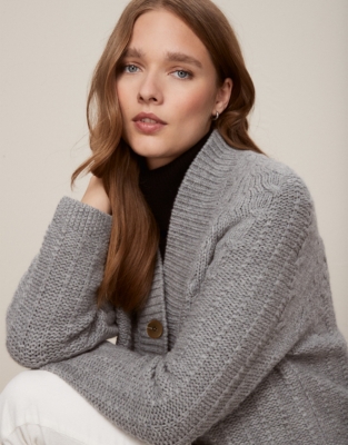 Wool RaglanSleeve Cable Cardigan Clothing Sale The White Company UK